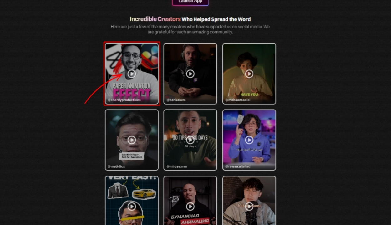 Featured as a creator on the Paper Animator website